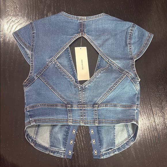 Urban Outfitters - New Joelle Denim Hook & Eye Corset Top - Picture 2 of 2